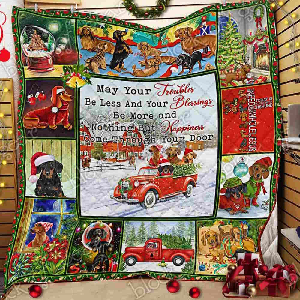 Christmas Dachshund Quilt Blanket