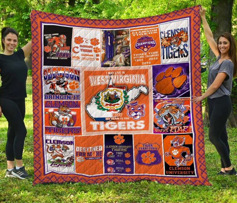 Clemson Tigers West Virginia 3D Quilt Blanket