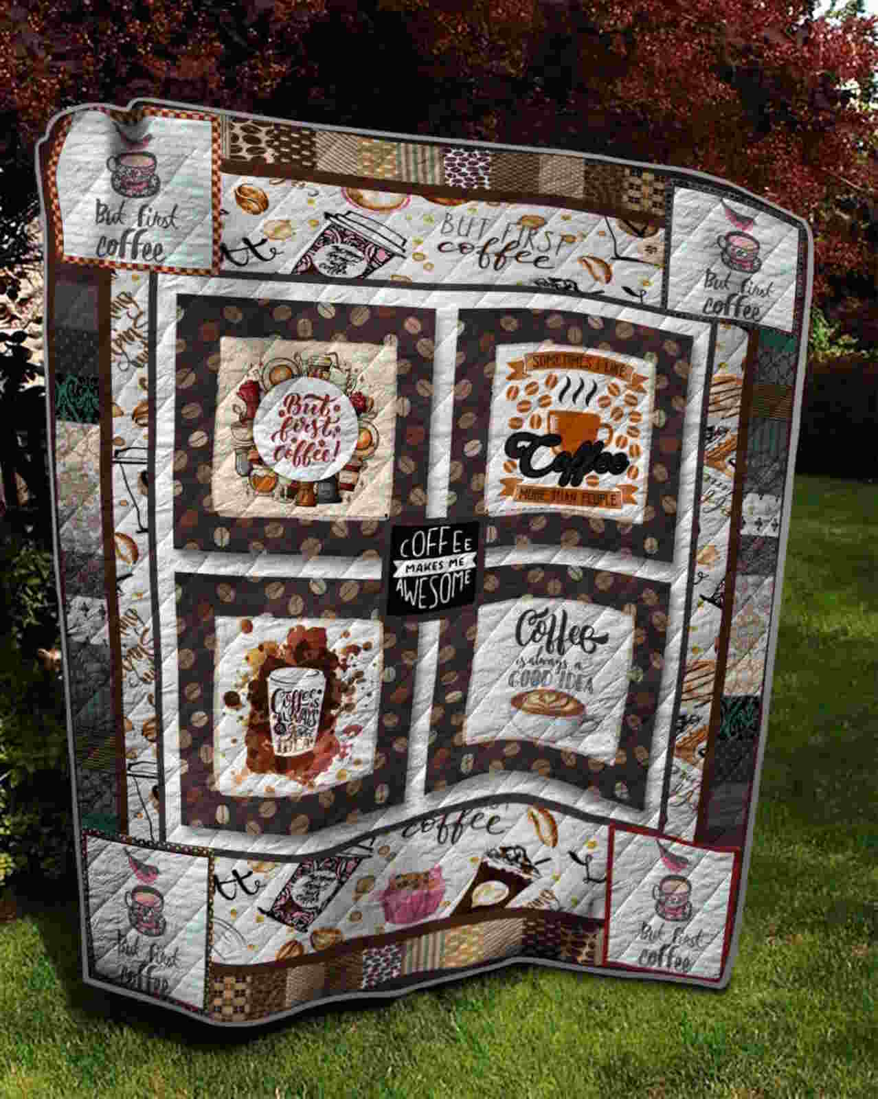 Coffee Make Mewe Some 3D Quilt Blanket