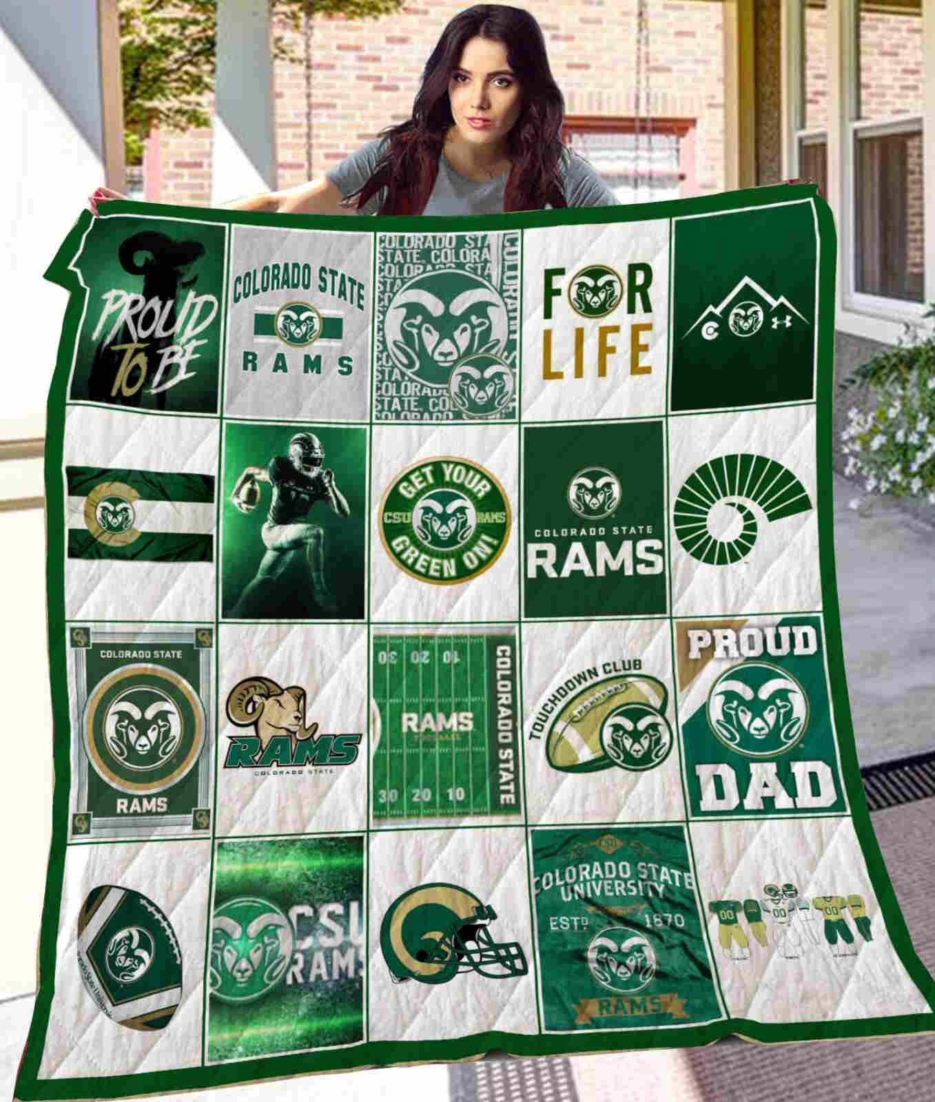 Colorado State Rams Football 3D Quilt Blanket