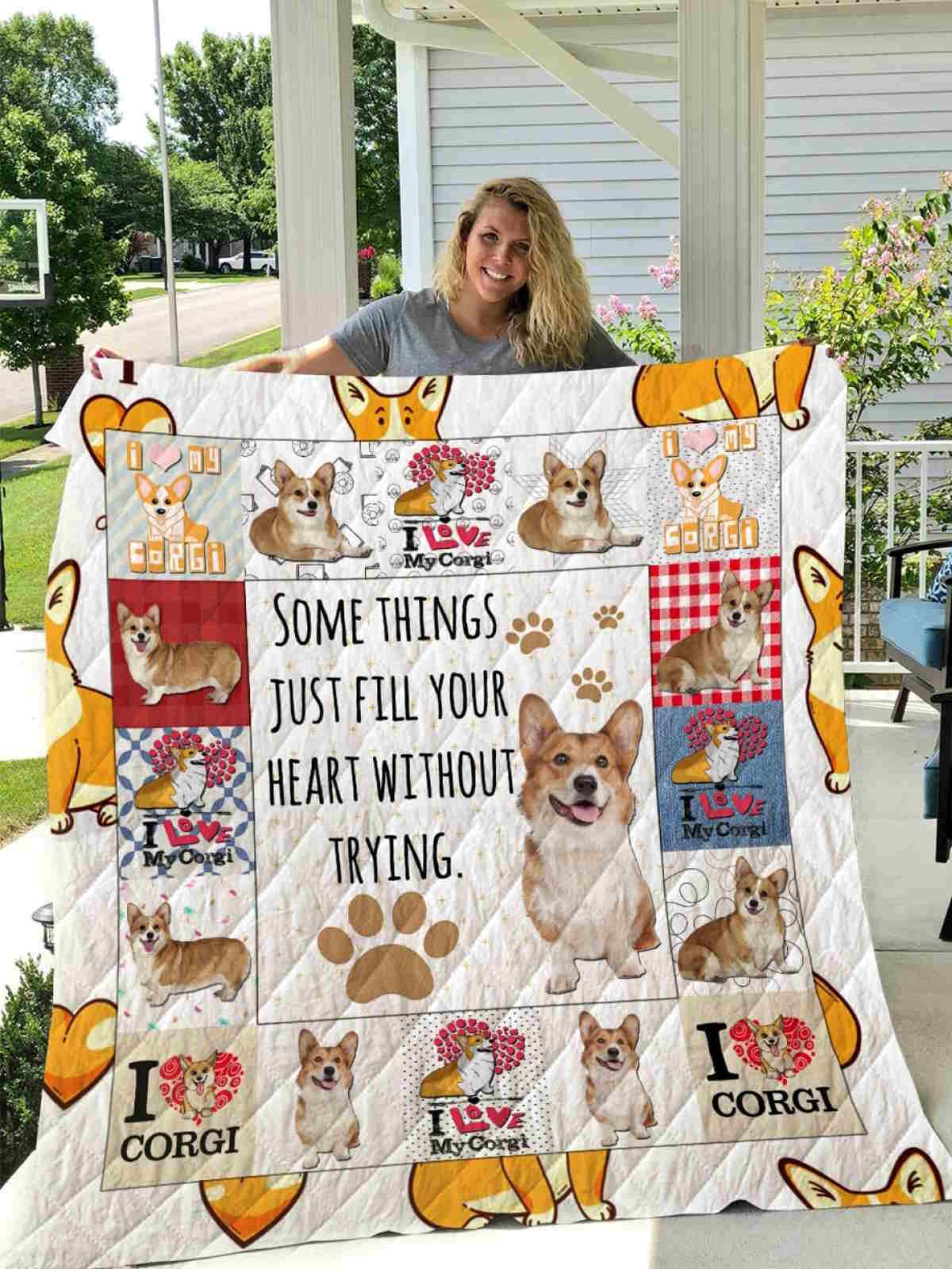 Corgifill Your Heart 3D Quilt Blanket