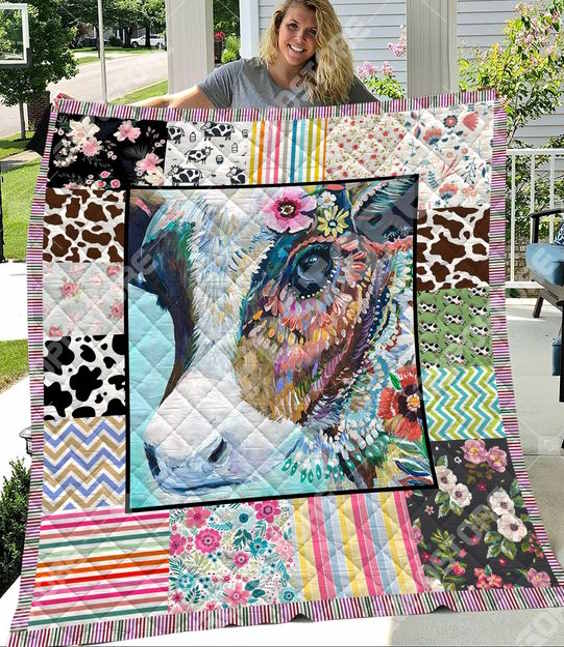 Cow Beautiful Cow 3D Quilt Blanket