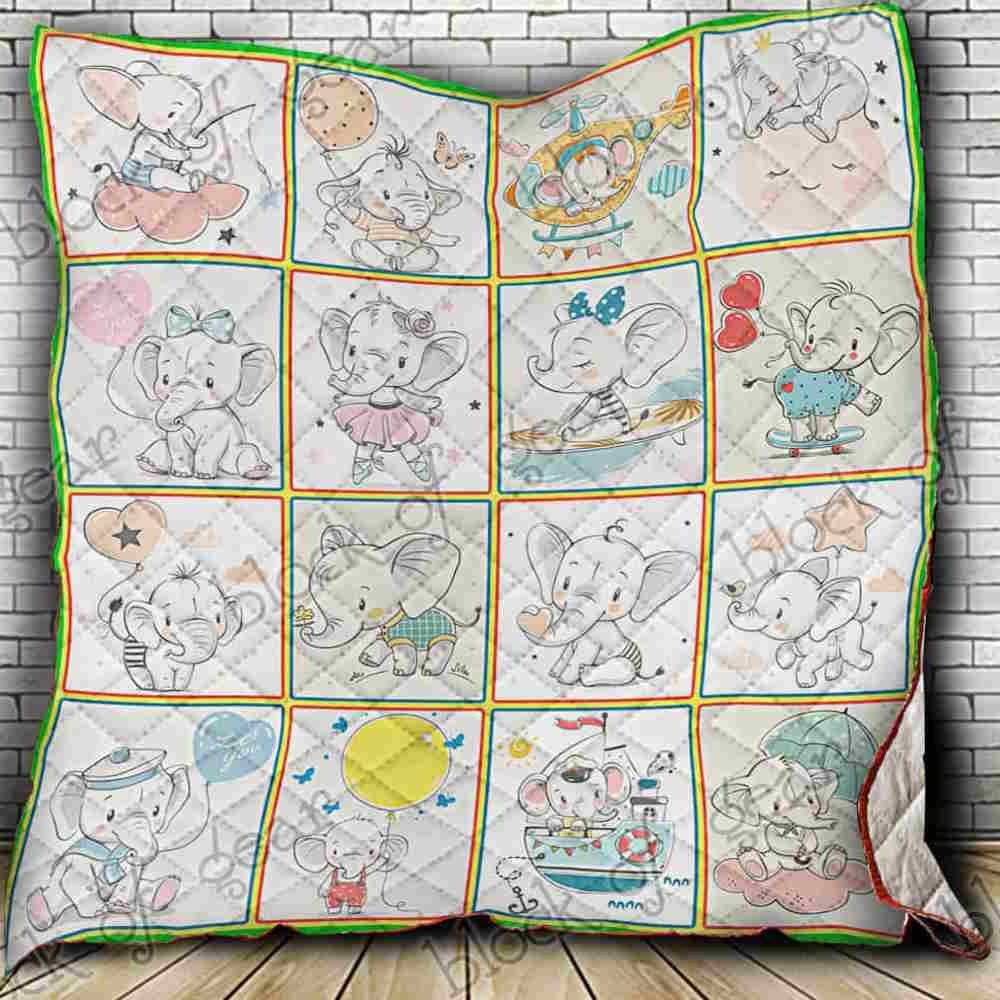 Cute Elephant 3D Quilt Blanket