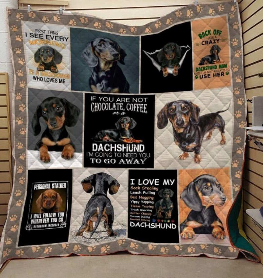 Dachshund Chococlate Coffee Quilt Blanket