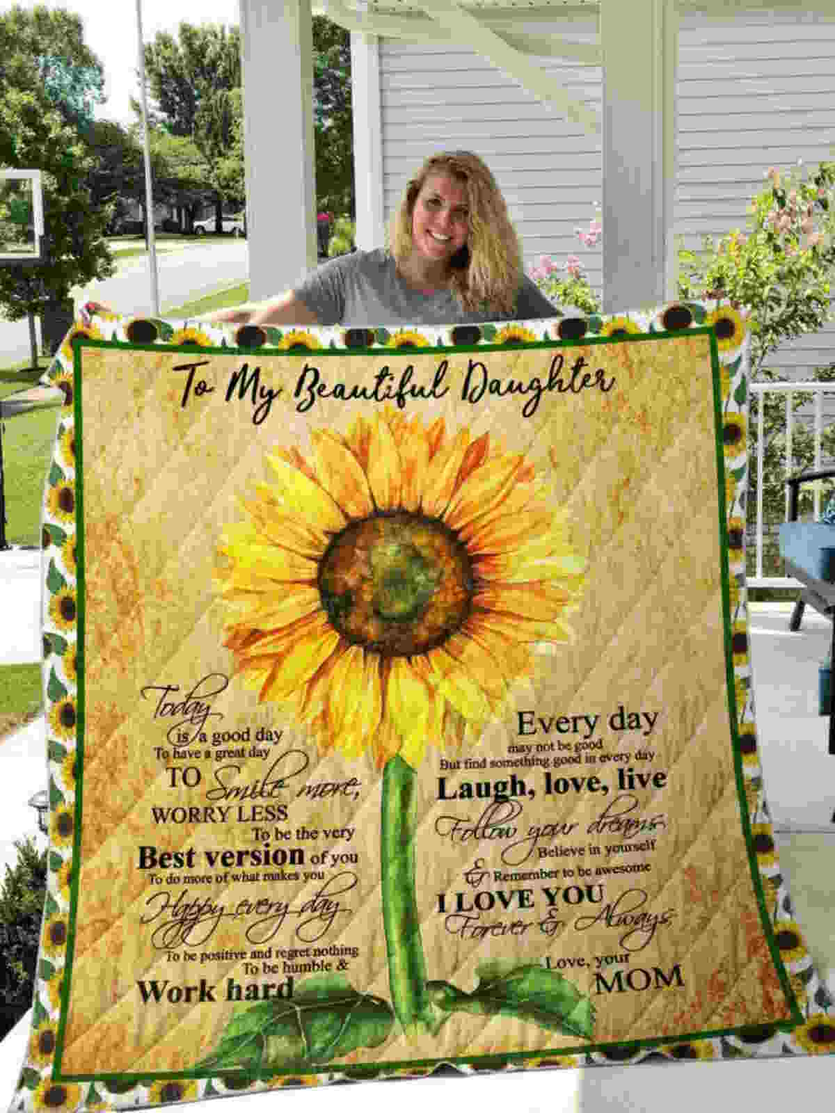 Daughter Sunflower 3D Quilt Blanket