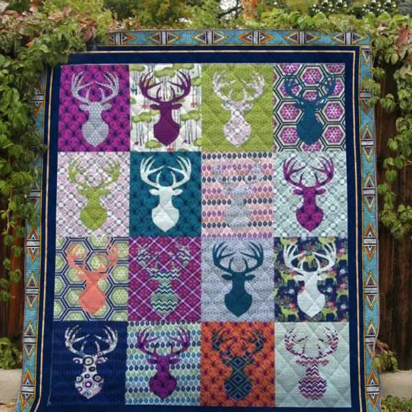 Deer Head Pattern 3D Quilt Blanket