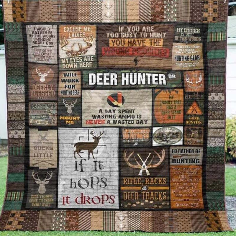 Deer Hunting Mount Me Quilt Blanket