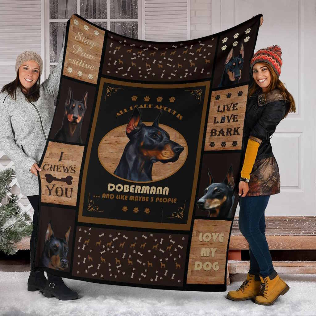 Doberman All Think About Quilt Blanket