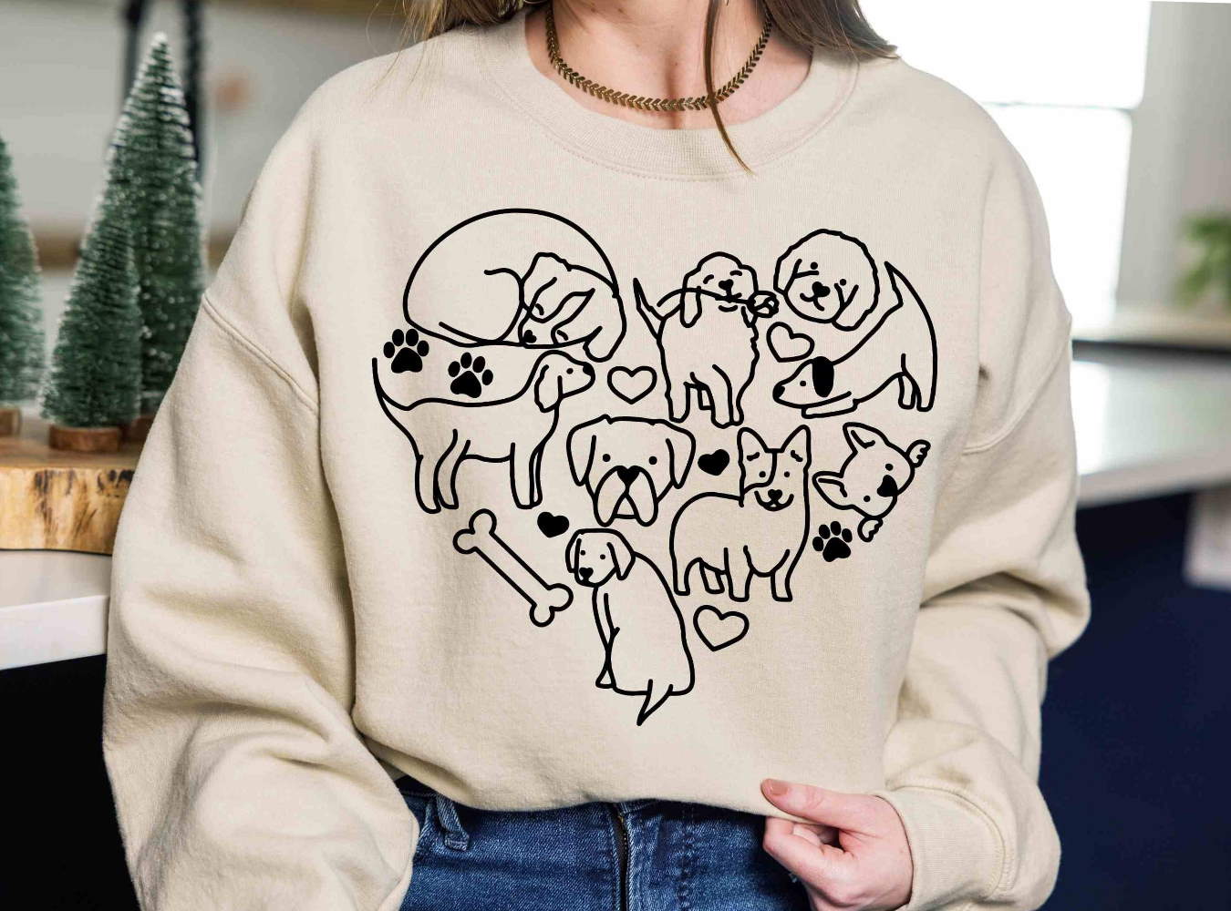 Dog Heart Doodle Sweatshirt, Valentines Day Dog Sweatshirt