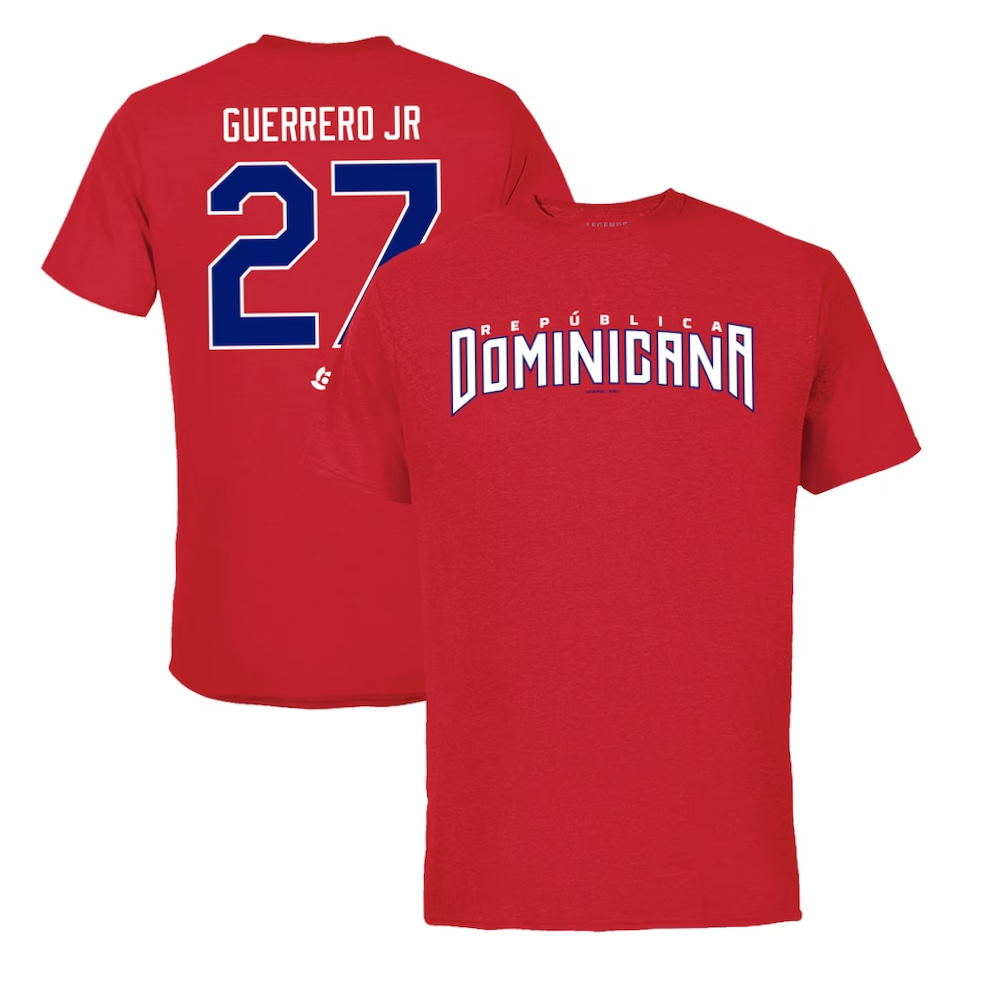 Dominican Republic Baseball Vladimir Guerrero Jr. 2023 World Baseball Classic Name & Number T-Shirt