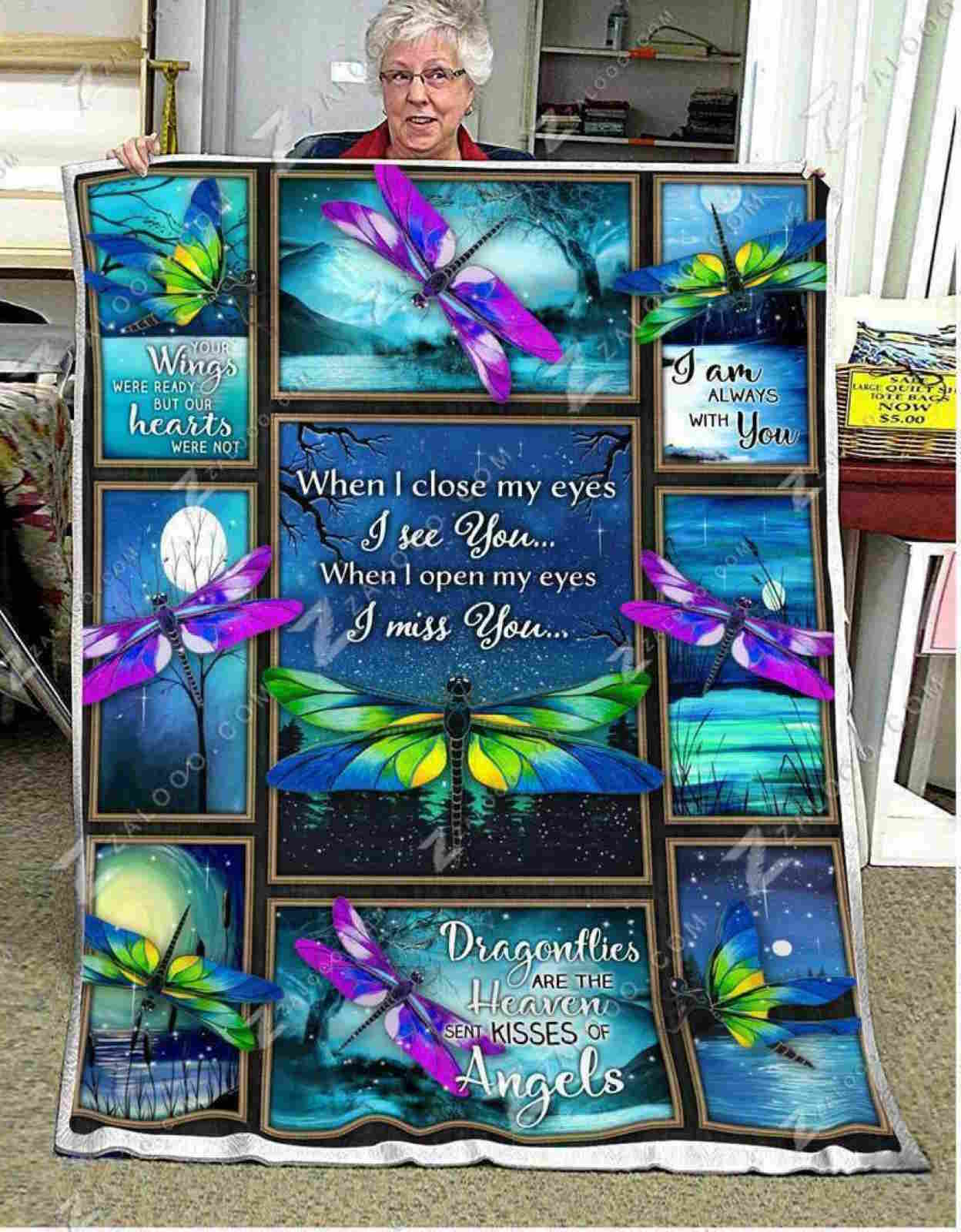 Dragonfly When Close My Eyessee Youmiss You 3D Quilt Blanket