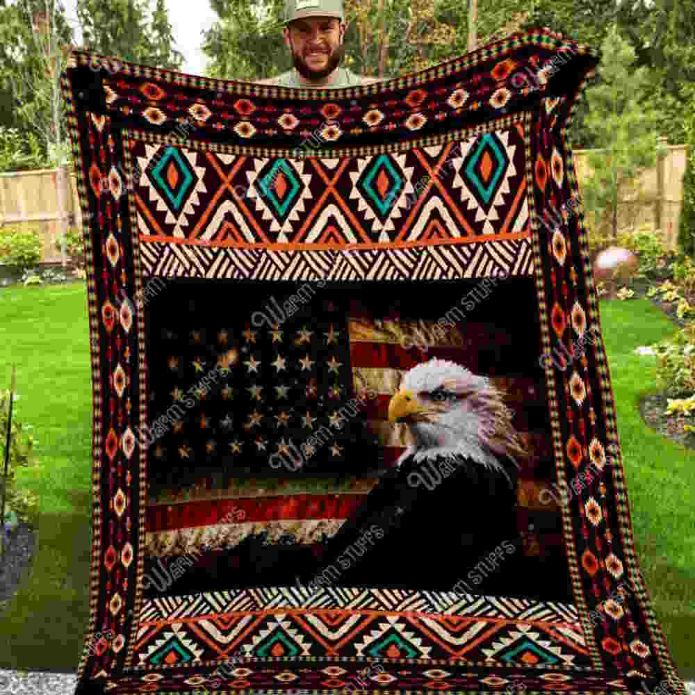 Eagles Native American Washable 3D Quilt Blanket