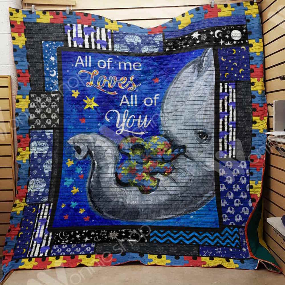 Elephant Autism 3D Quilt Blanket