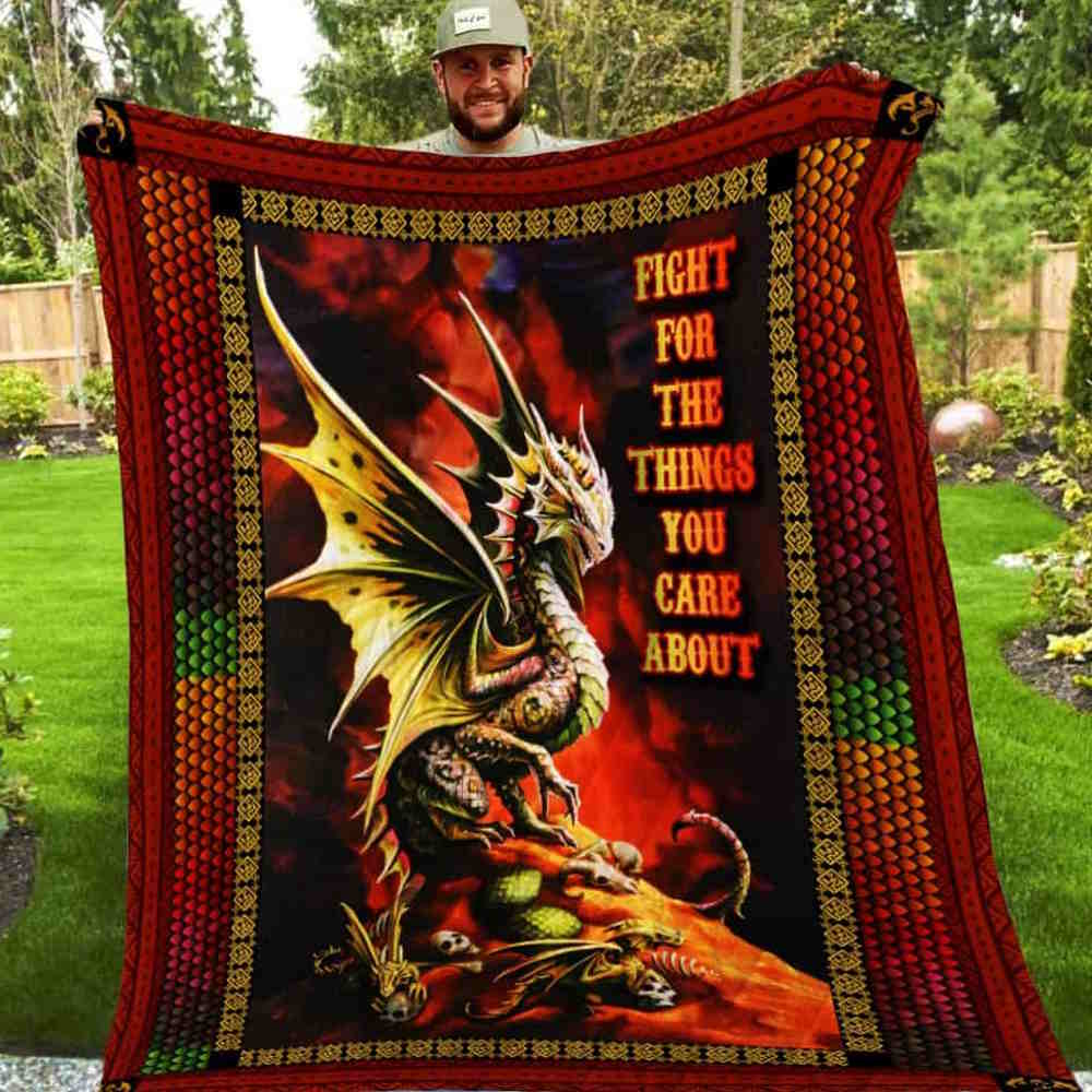 Fight For The Things You Care About Dragon Washable 3D Quilt Blanket