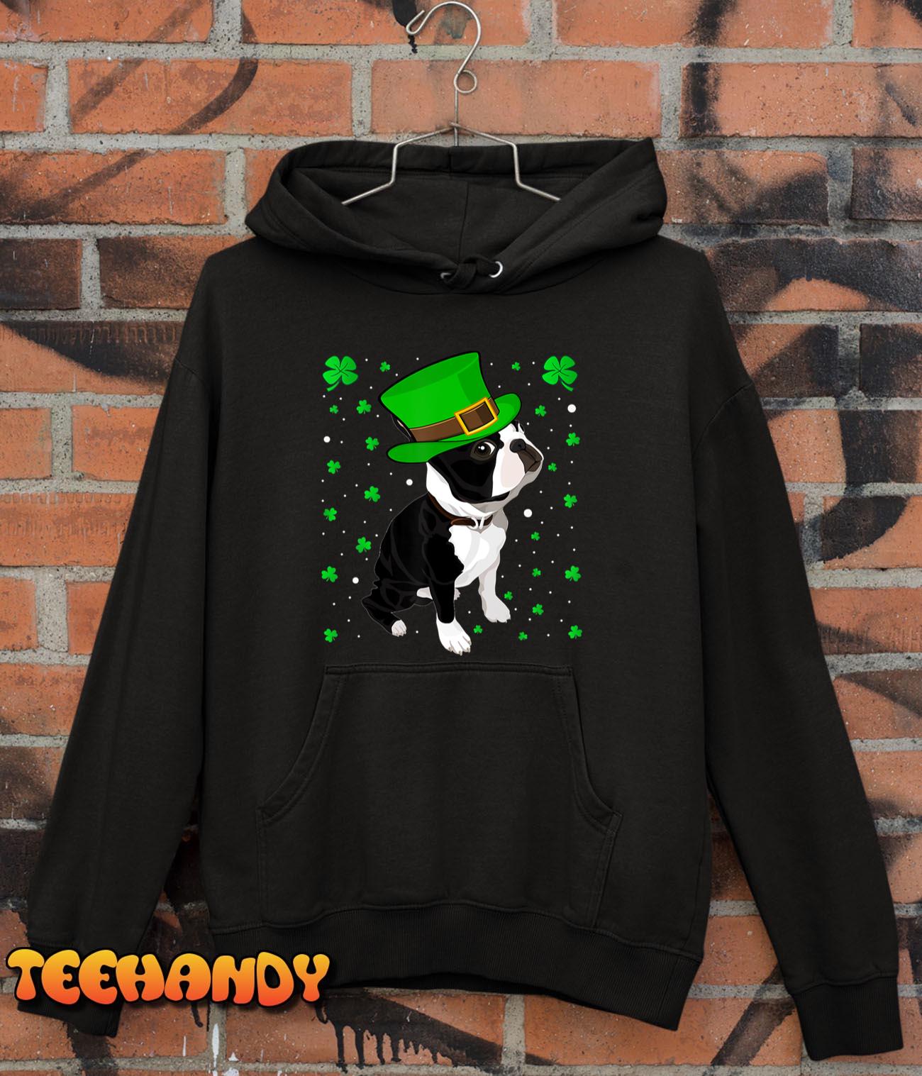 Funny Irish Leprechaun Hat Boston Terrier St. Patrick’s Day T-Shirt