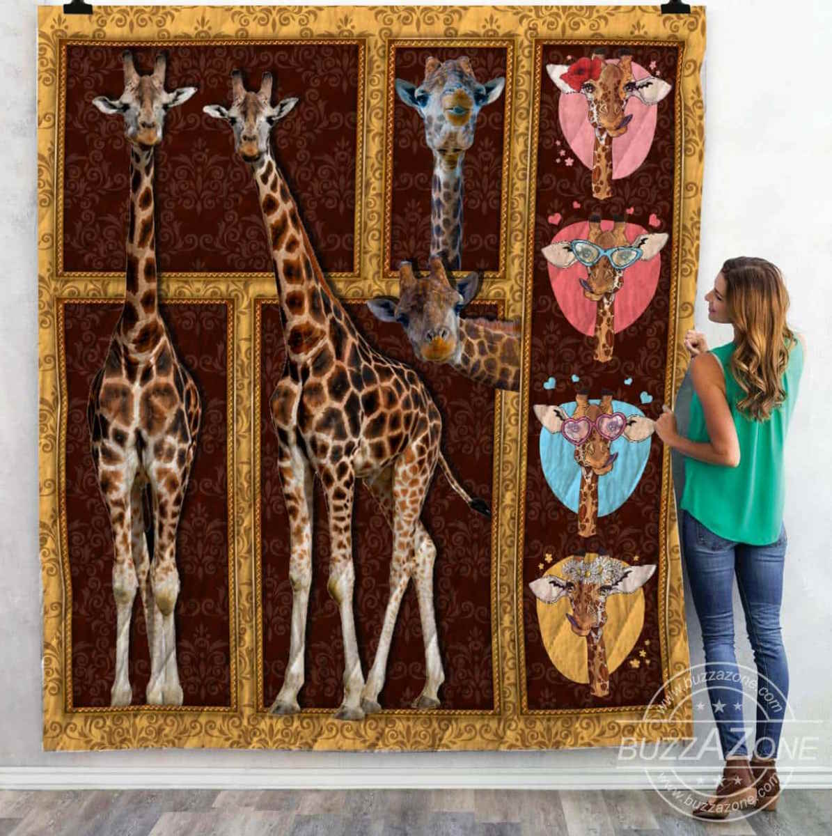 Giraffe Family 3D Quilt Blanket