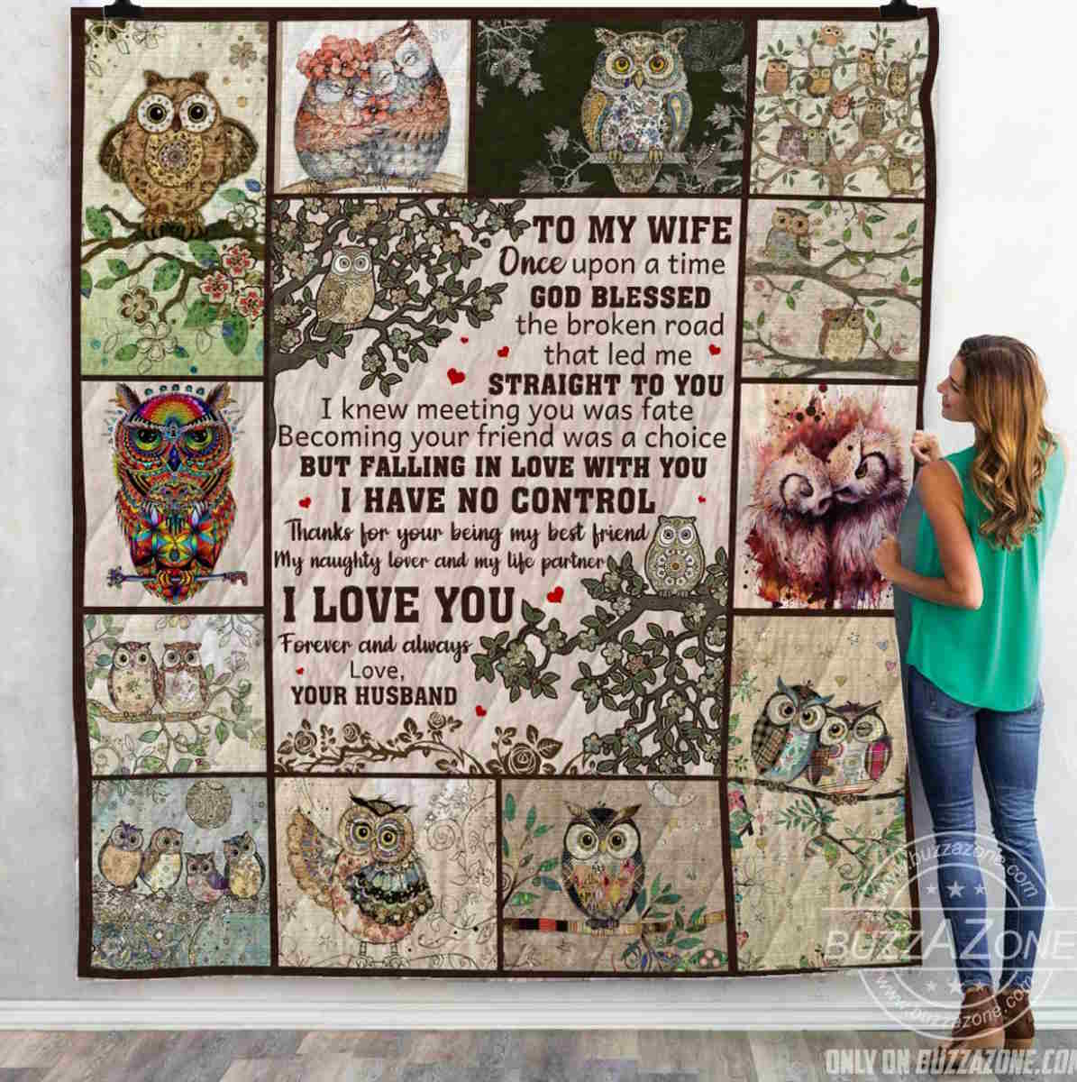 God Blessed The Broken Road Owl 3D Quilt Blanket