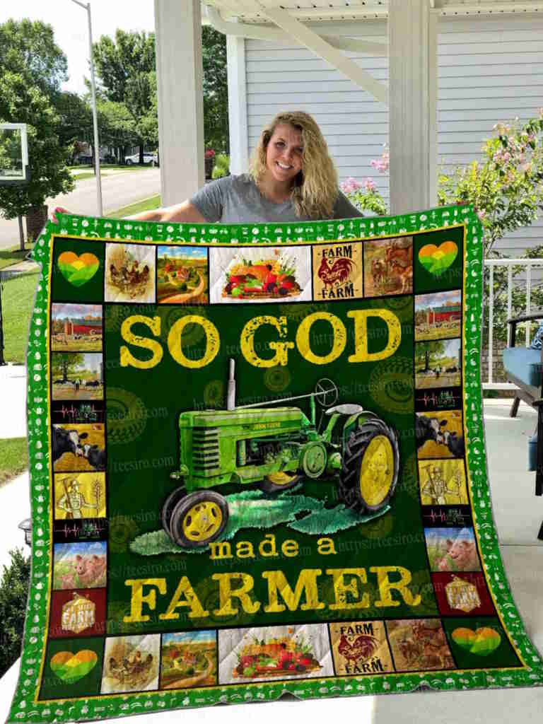 God Made Farmer Quilt Blanket