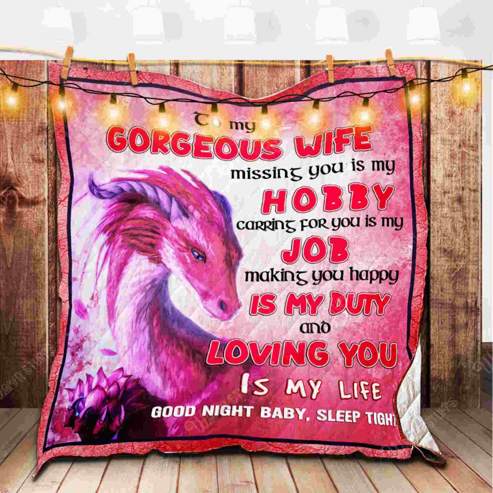 Gorgeous Wife 3D Quilt Blanket