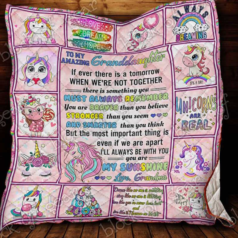 Grandma To Granddaughter, Unicorn Quilt Blanket