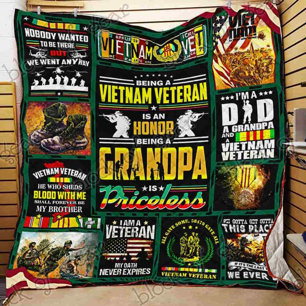 Grandpa Vietnam Veteran 3D Quilt Blanket