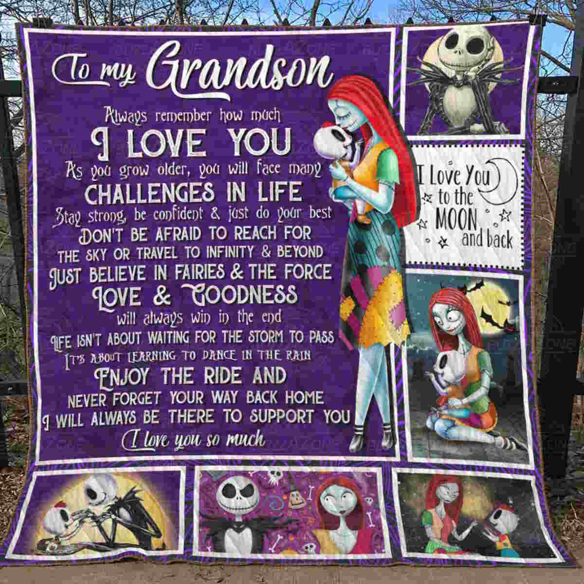 Grandson Will Always Be There To Support You Quilt Blanket