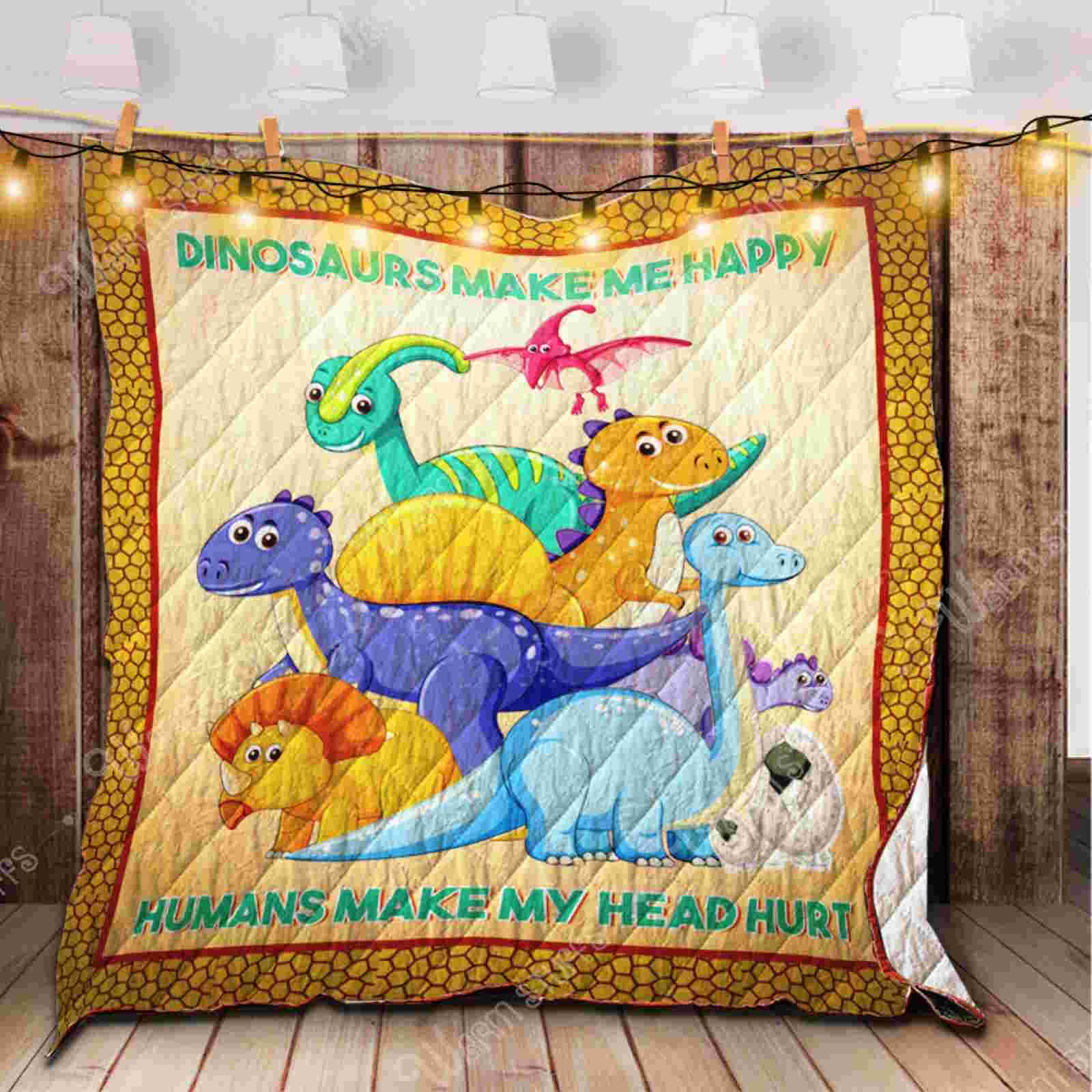 Happy Dinosaurs 3D Quilt Blanket