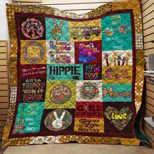 Hippie Girl Power 3D Quilt Blanket