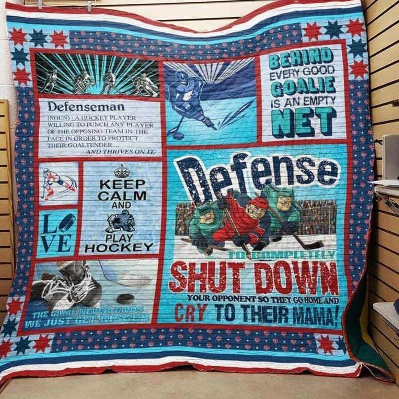 Hockey Cry To Their Mama Quilt Blanket