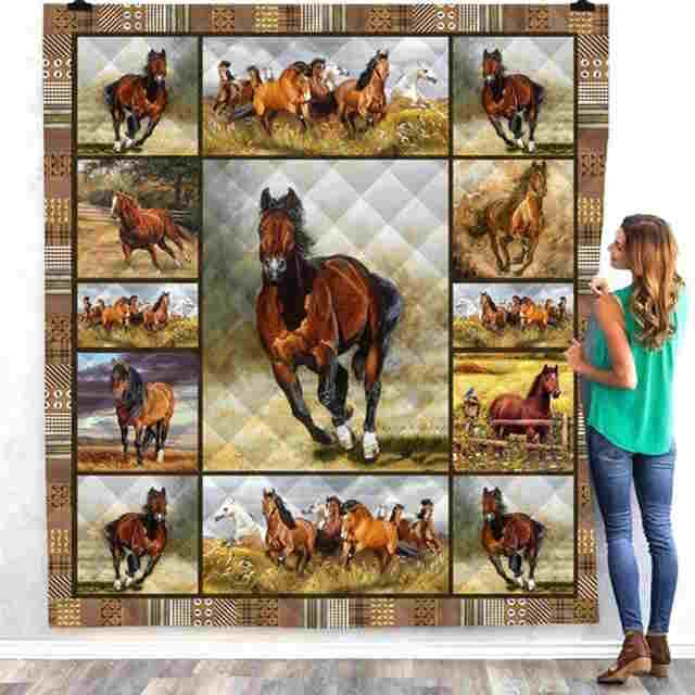 Horse Run The Show 3D Quilt Blanket