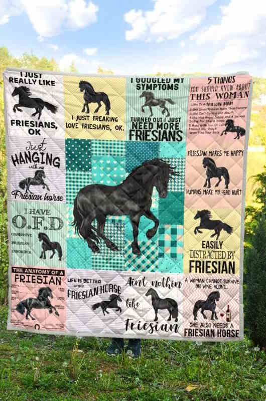 Horsei Love Friesian Quilt Blanket