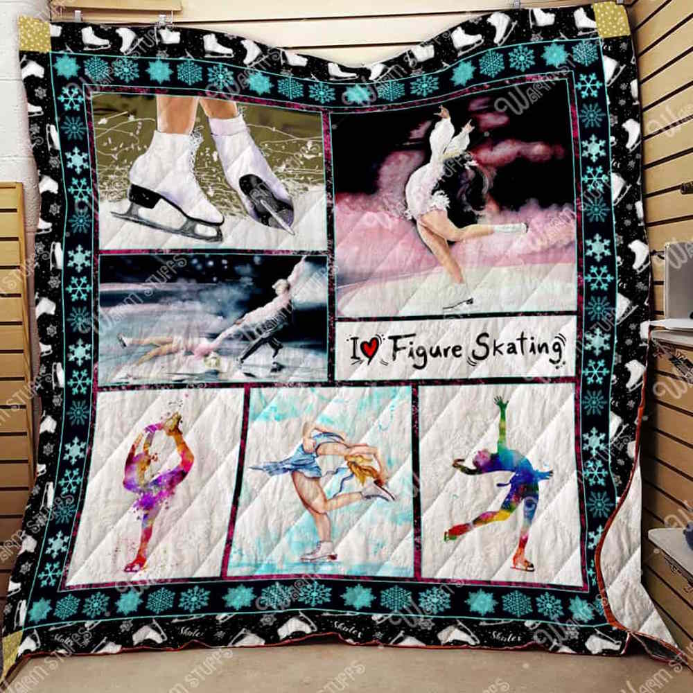 I Love Figure Skating 3D Quilt Blanket