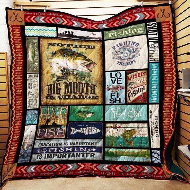 I Love Fishing 3D Quilt Blanket