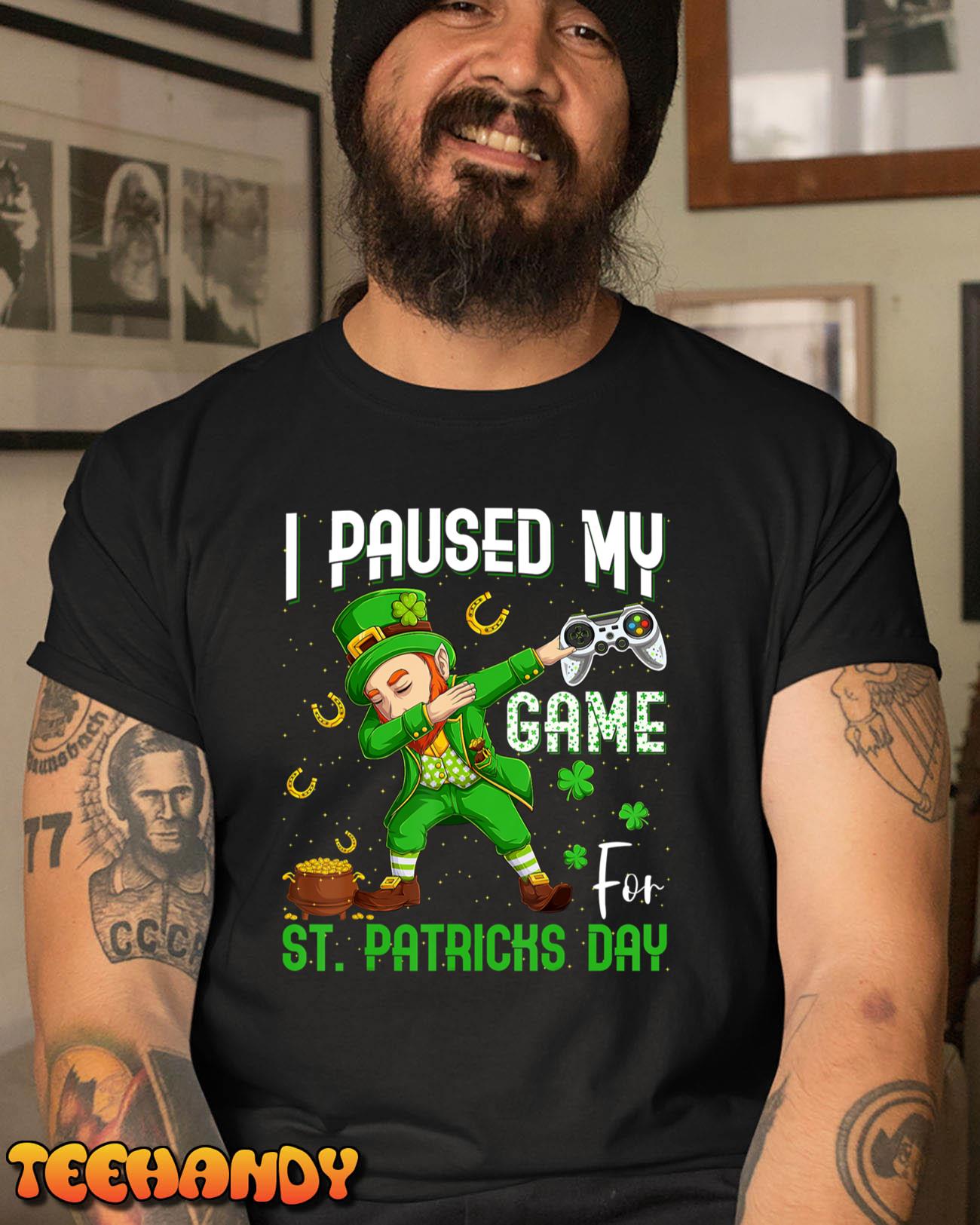 I Paused My Game For St Patricks Day Dabbing Leprechaun Boys T-Shirt