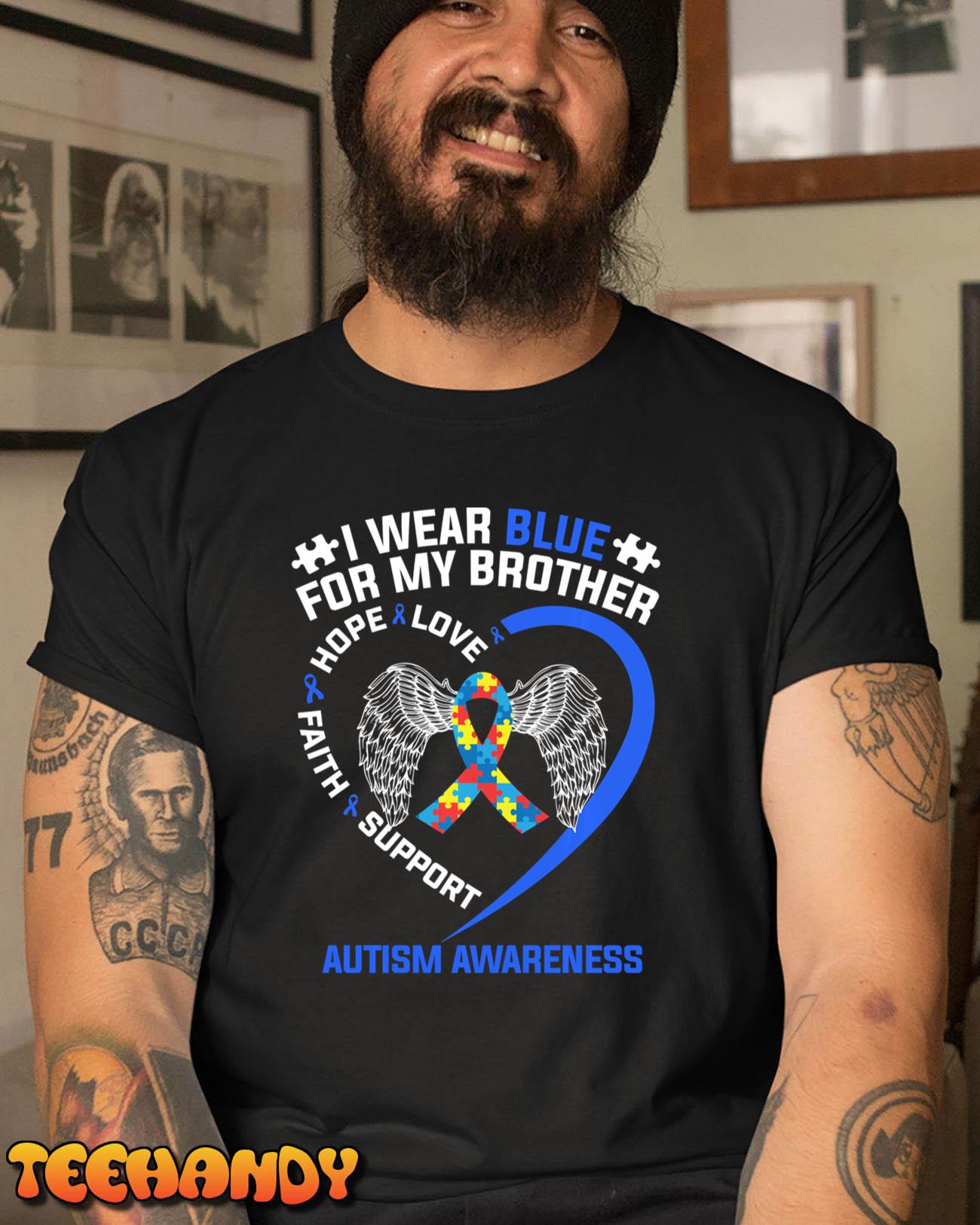 I Wear Blue For My Brother Kids Autism Awareness Sister Boys Sweatshirt