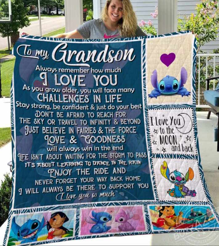 I Will Always Be There To Support You Stitch Grandson Quilt Blanket