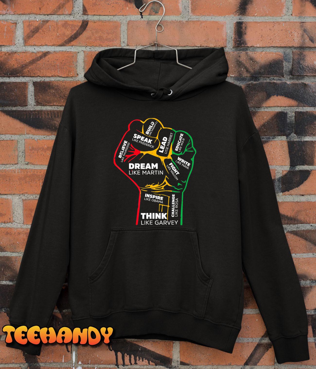 Inspiring Black Leaders Power Fist Hand Black History Month T-Shirt