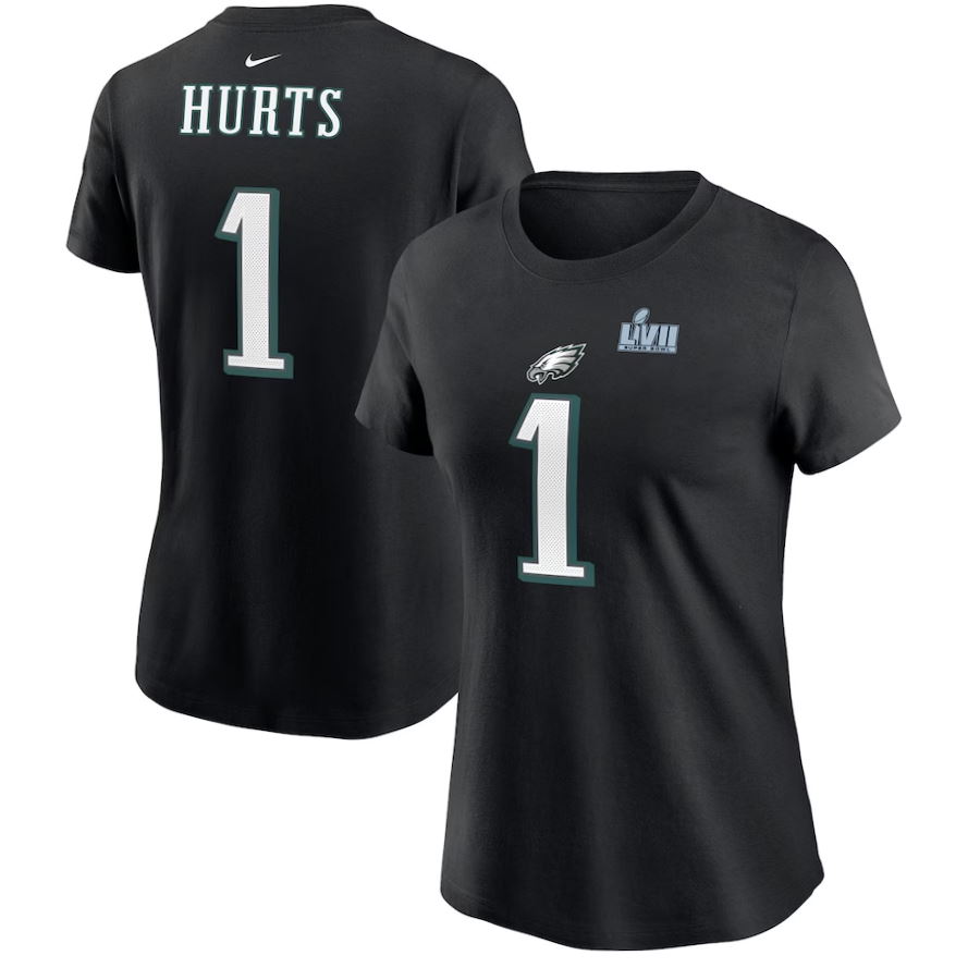 Jalen Hurts Philadelphia Eagles Women’s Super Bowl LVII Name & Number T-Shirt
