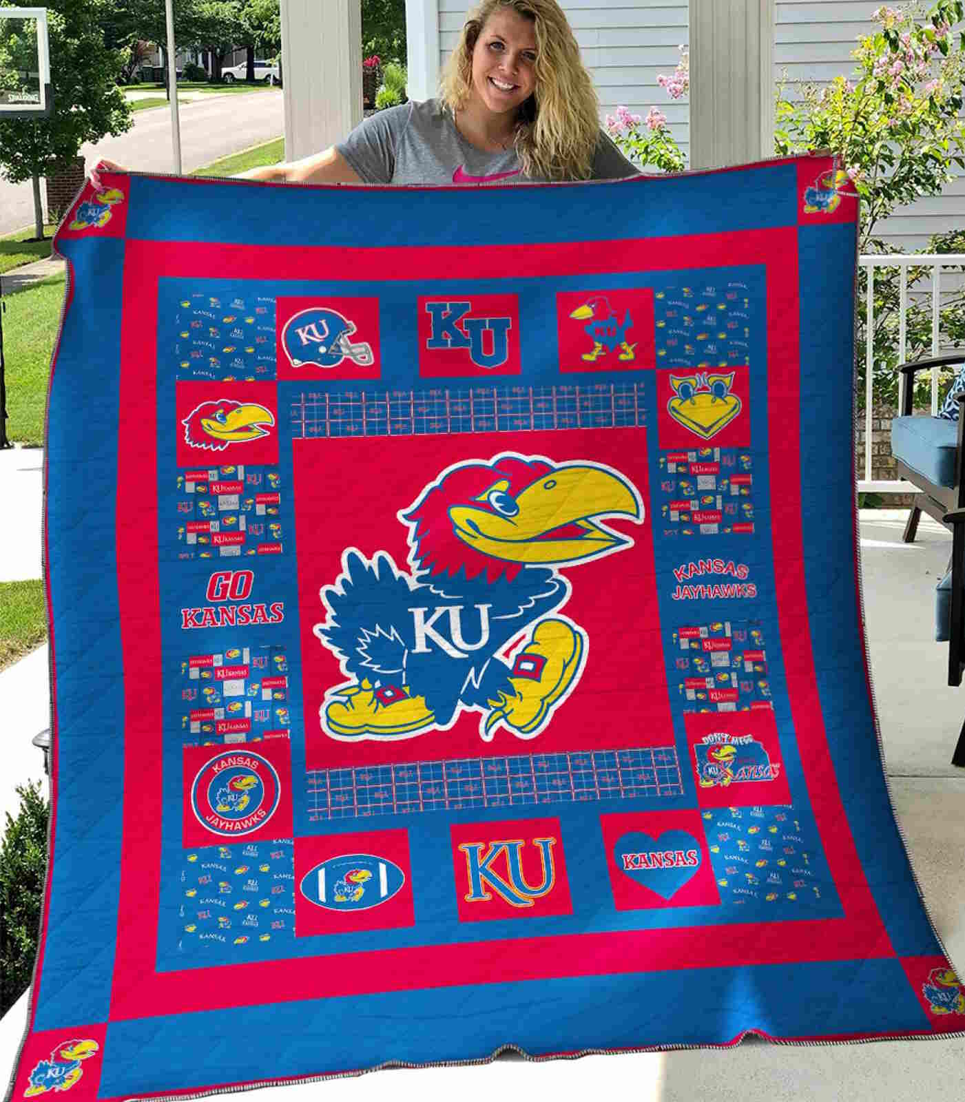 Kansas Jayhawks Version 3D Quilt Blanket