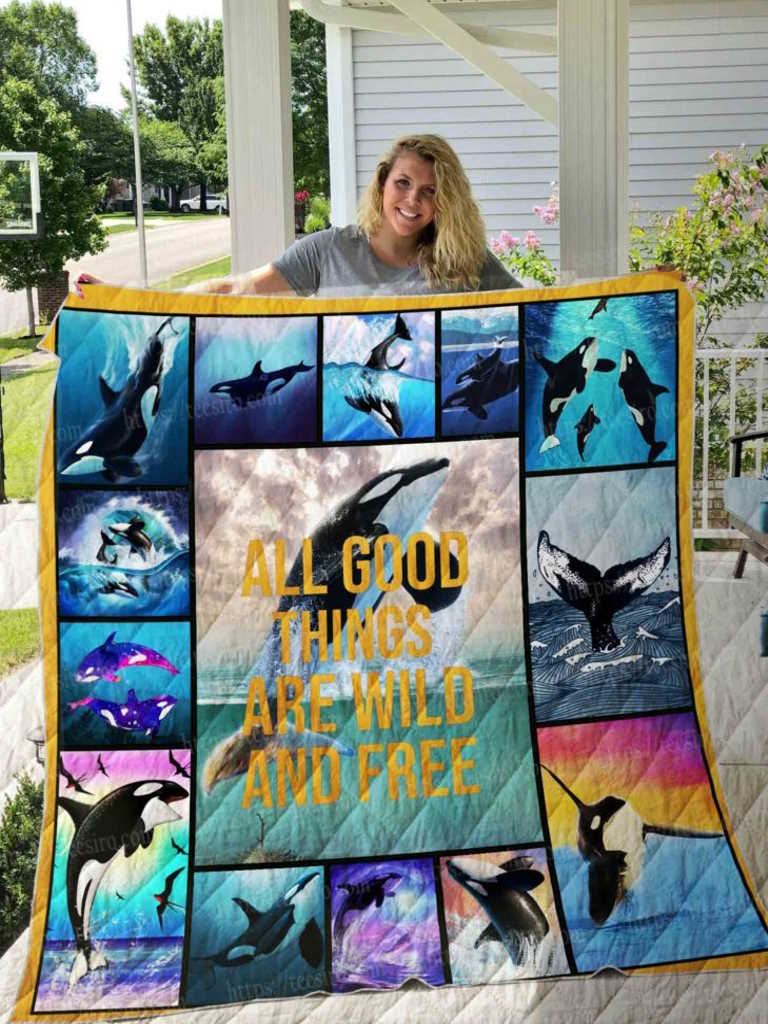 Killer Whale Illus 3D Quilt Blanket