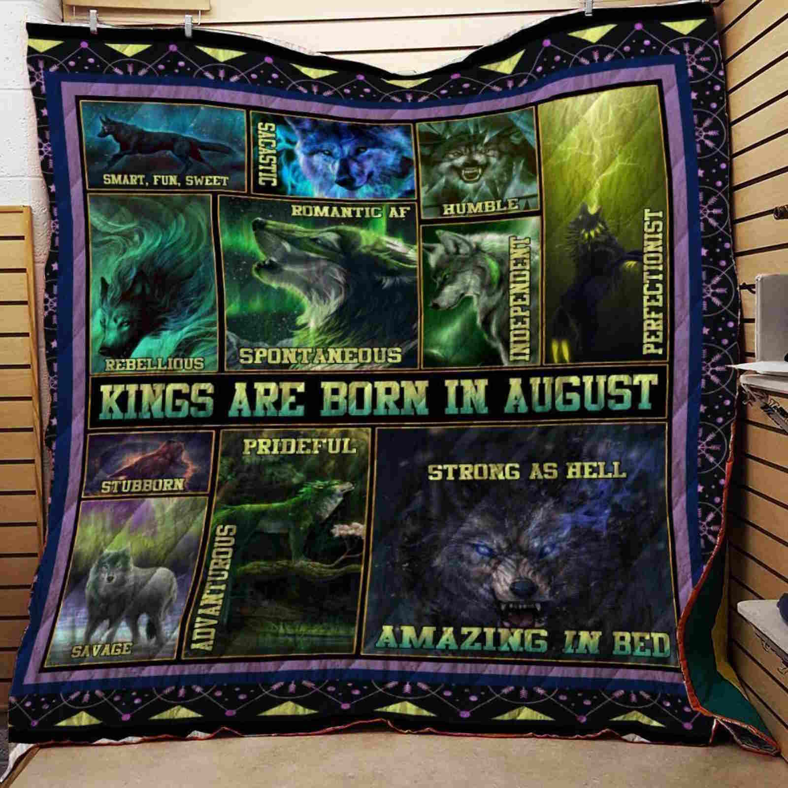 King Are Born In August Wolf 3D Quilt Blanket