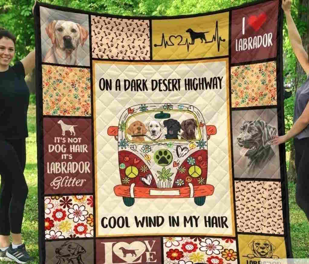 Labrador Retriever Hippie Bus 3D Quilt Blanket