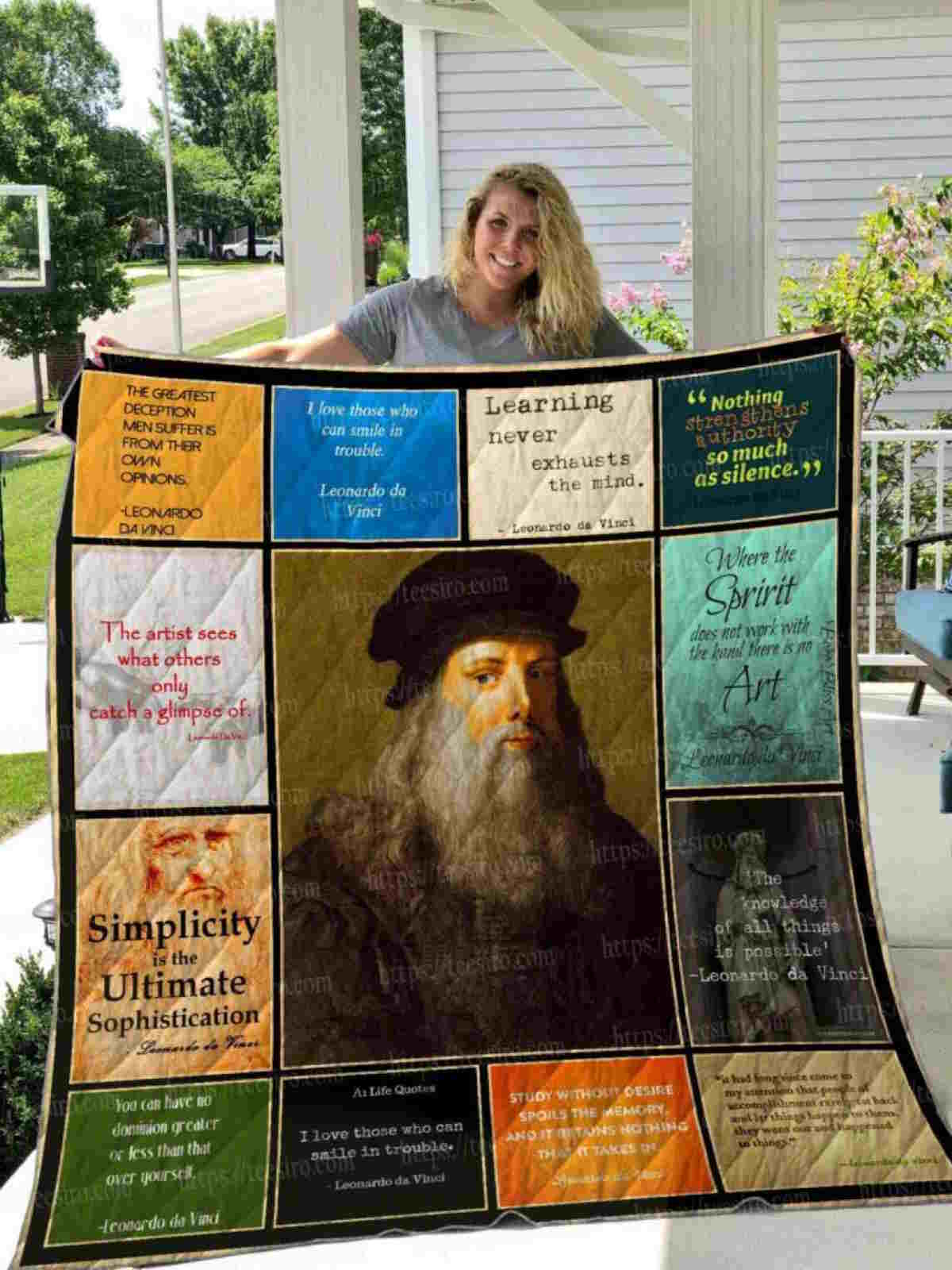 Leonardo Da Vinci Quilt Blanket