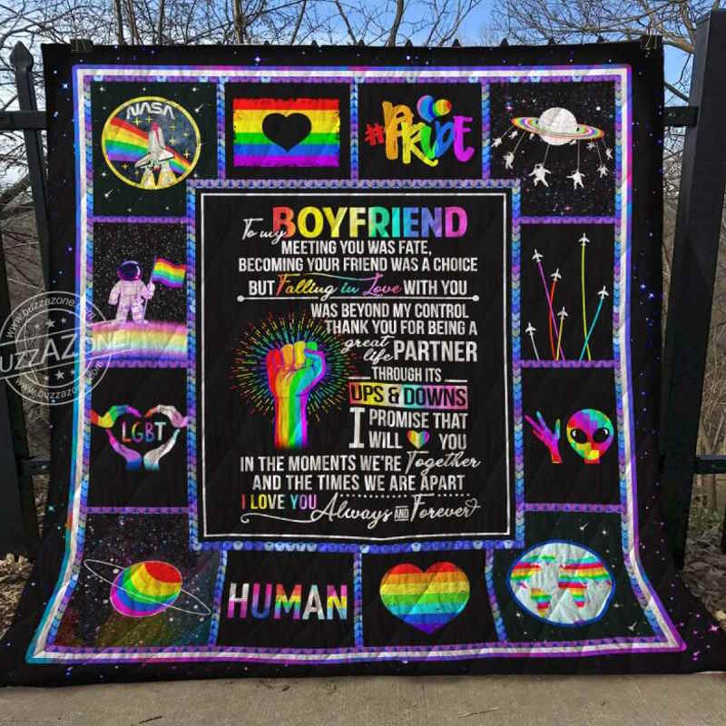 Lgbt Boyfriend Through Upsdowns Quilt Blanket