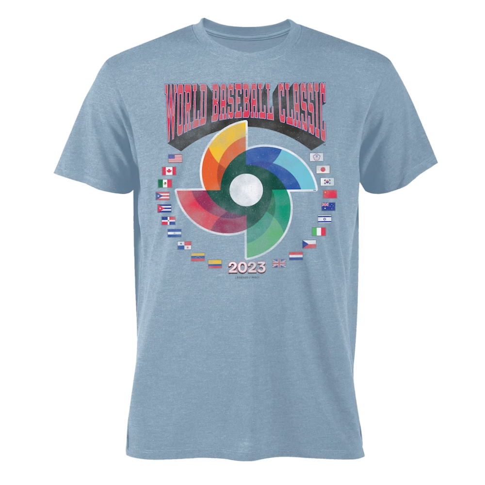 Light Blue 2023 World Baseball Classic World Tour T-Shirt