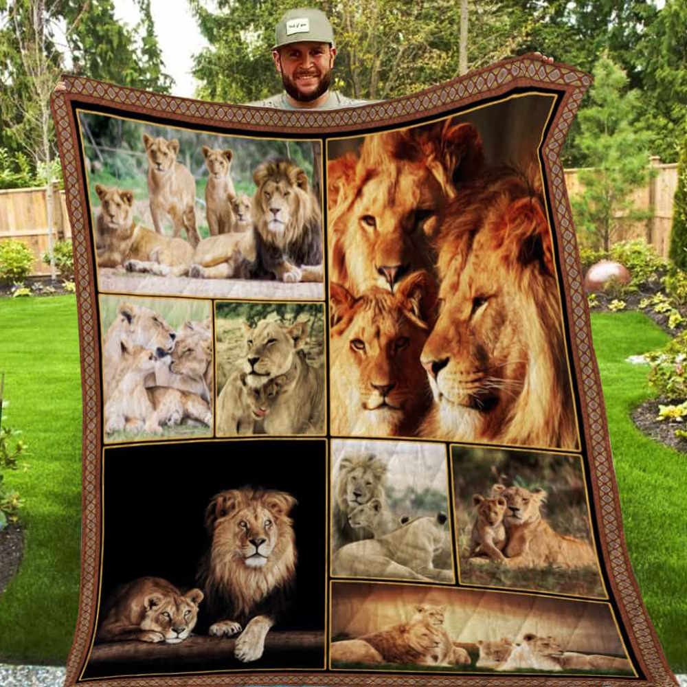 Lion Family Washable 3D Quilt Blanket