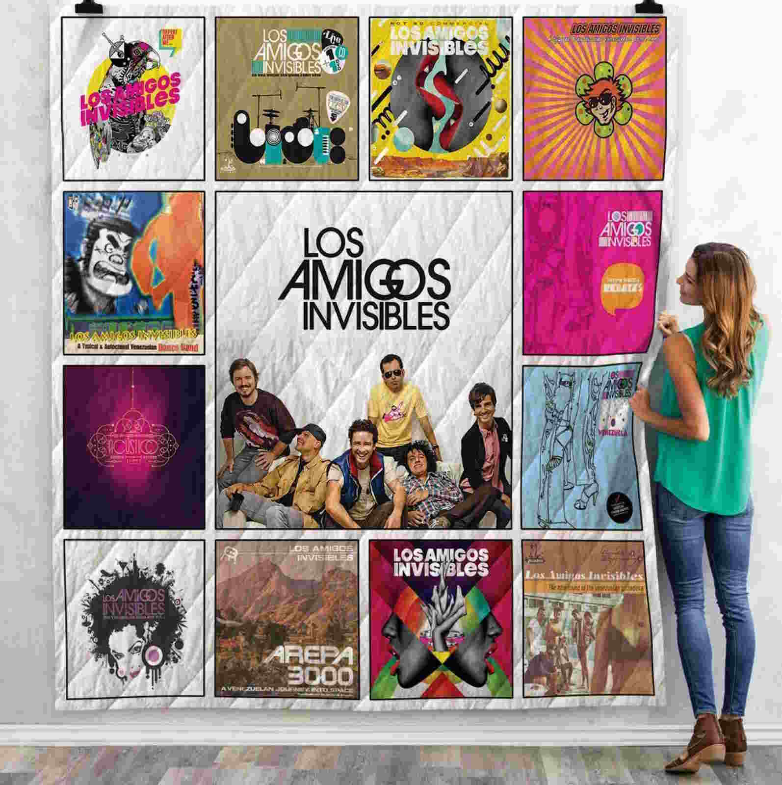 Los Amigos Invisibles Albums 3D Quilt Blanket