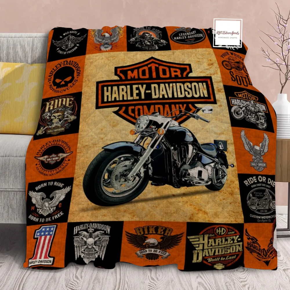 Love Motorcycle Harley Davidson Motor All Season Quilt Blanket