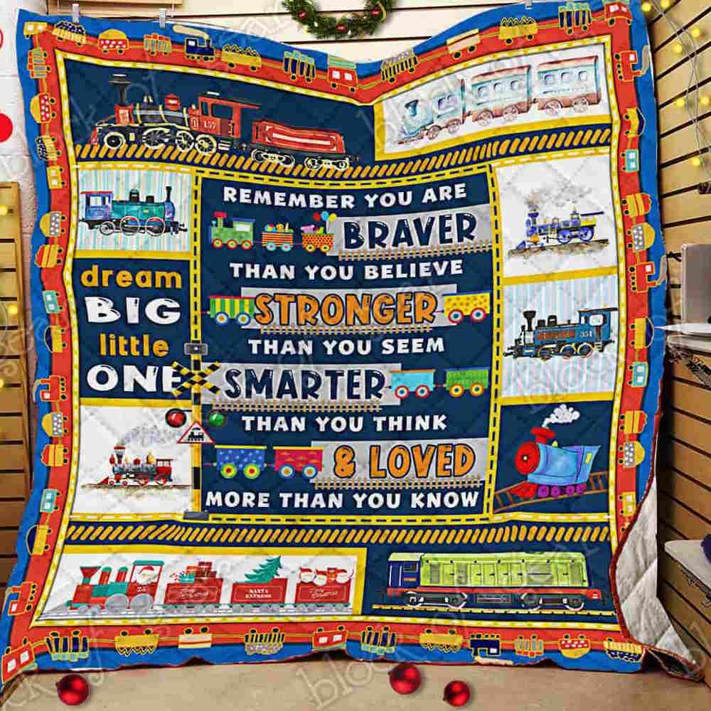 Love My Little One Train Quilt Blanket