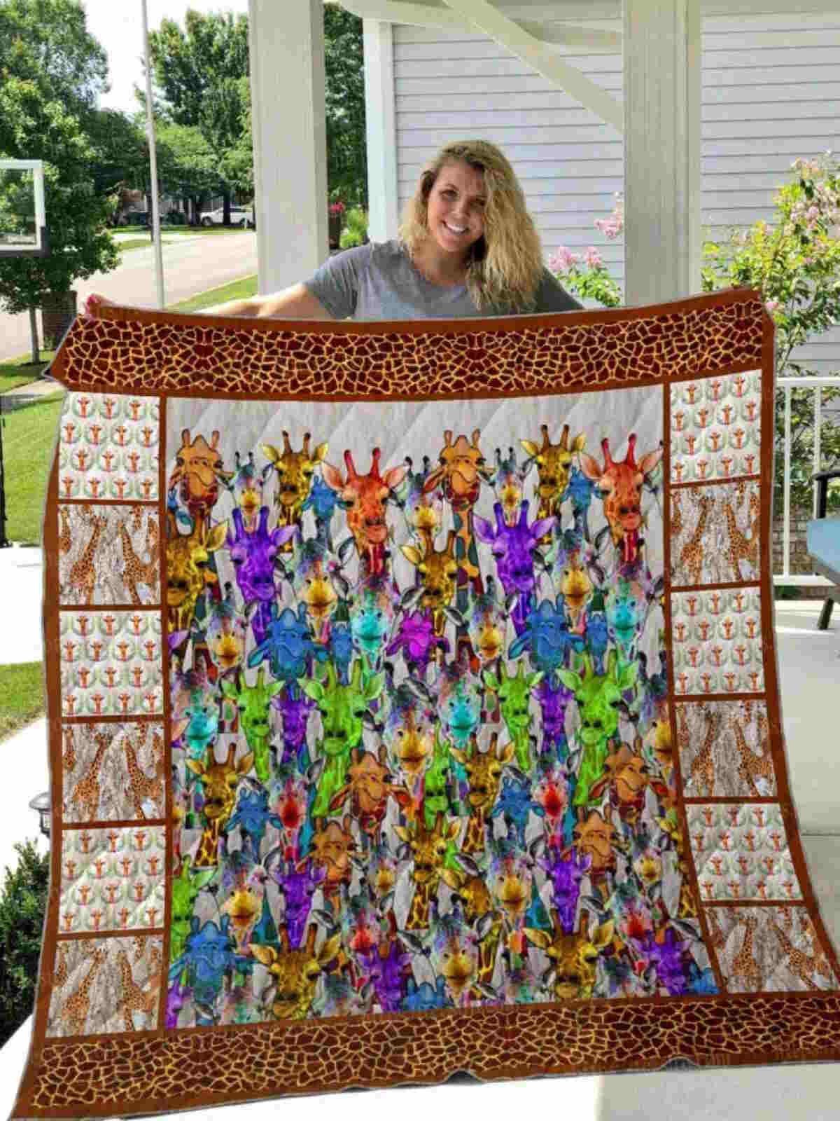 Many Giraffe 3D Quilt Blanket